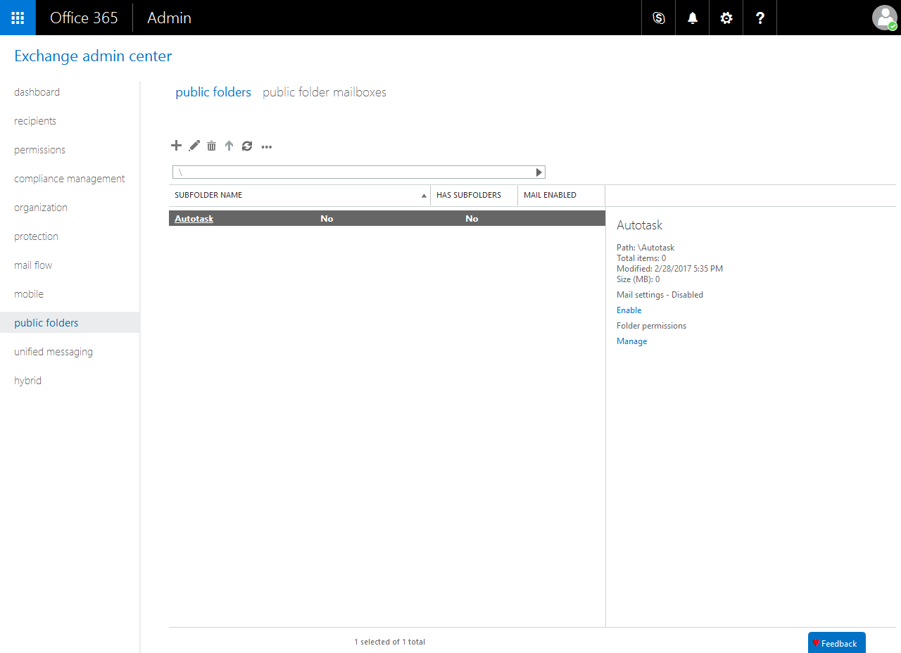 Autotask: How to Configure Public Folder Access for Office 365